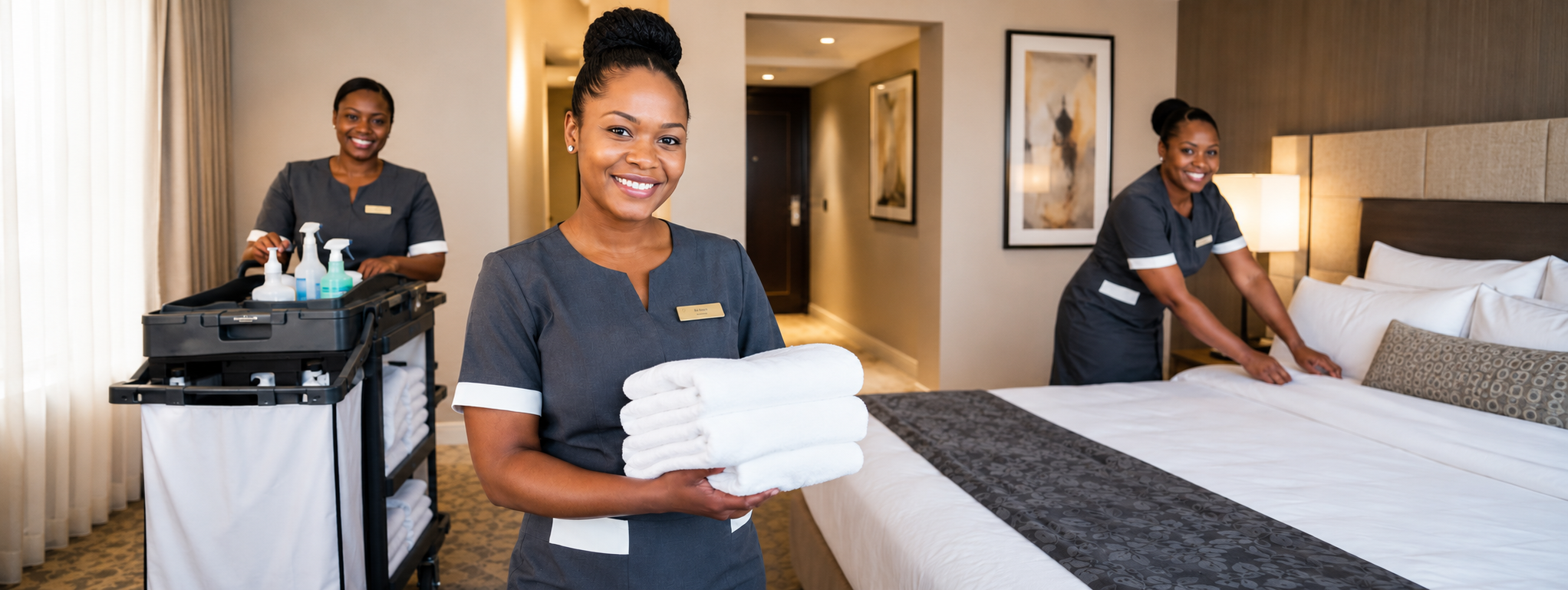 Hospitality staff participating in professional training